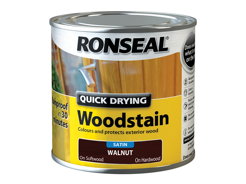 Ronseal Quick Drying Woodstain Satin Smoked Walnut 250ml RSLQDWSSW250