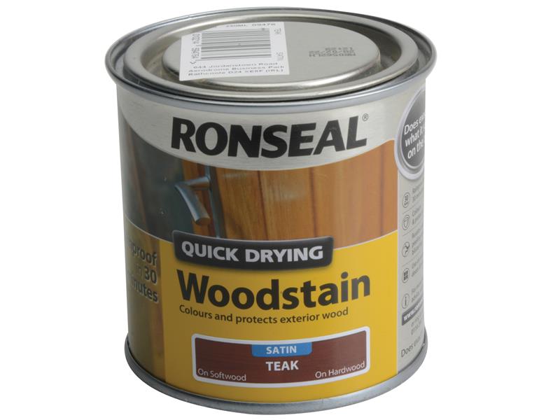 Ronseal Quick Drying Woodstain Satin Teak 250ml RSLQDWST250