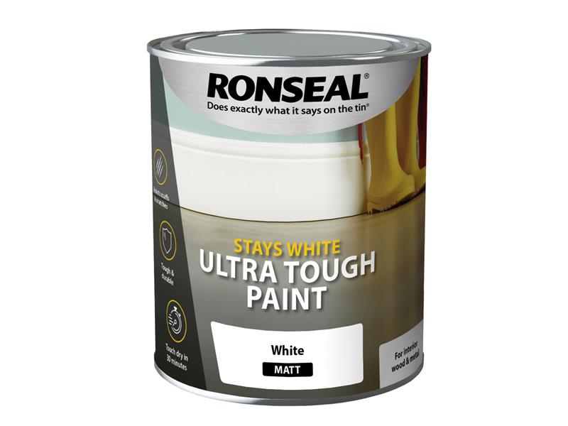 Ronseal Stays White Ultra Tough Paint Matt White 750ml RSLSWUTMP750