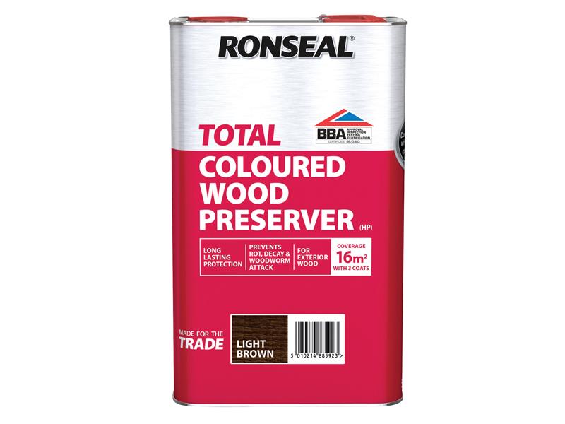 Ronseal Trade Total Wood Preserver Light Brown 5 litre RSLTTWPLB5L