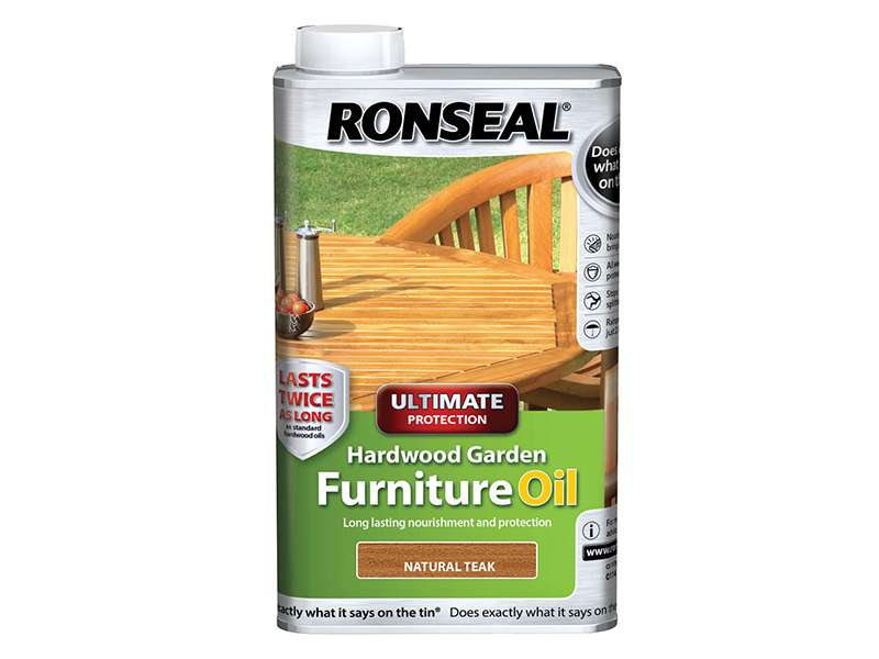 Ronseal Ultimate Protection Hardwood Garden Furniture Oil Natural Teak 1 litre RSLUHWGFOT1L