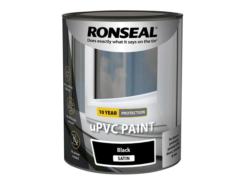 Ronseal uPVC Paint Black Satin 750ml RSLUPVCBS750