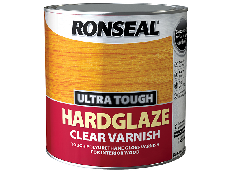 Ronseal Ultra Tough Hardglaze Internal Clear Gloss Varnish 2.5 litre RSLUTVHG25L