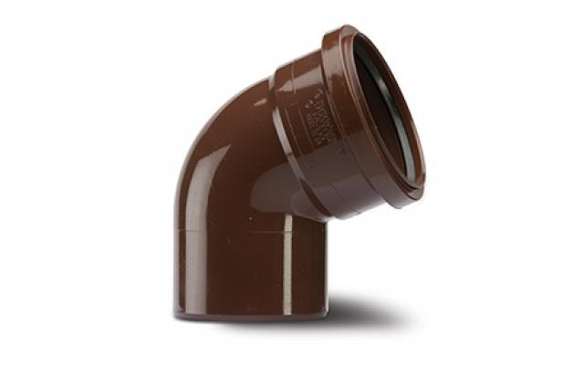 Polypipe 110mm / 4in Ring Seal Soil System - 112.5 Degree Bend Single Socket - Brown