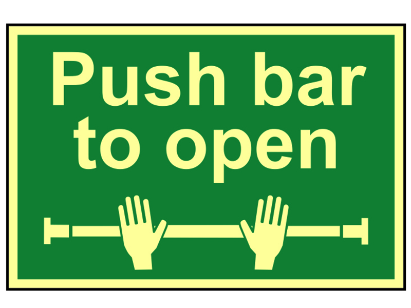 Scan Push Bar To Open - Photoluminescent 300 x 200mm SCA1584