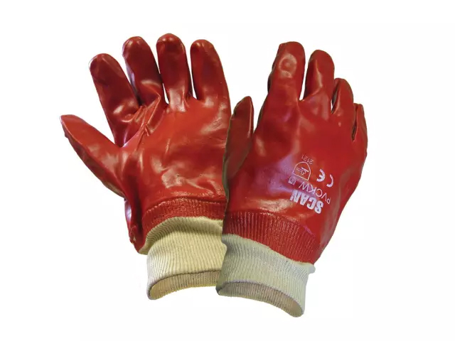 Scan PVC Knitwrist Gloves - Large (Size 9)