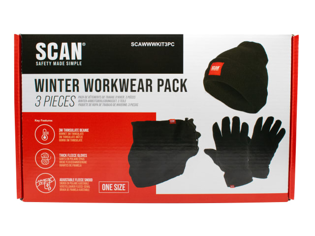 Scan 3pc Winter Ready Kit - 3m Thinsulate Beanie / Snood / Gloves