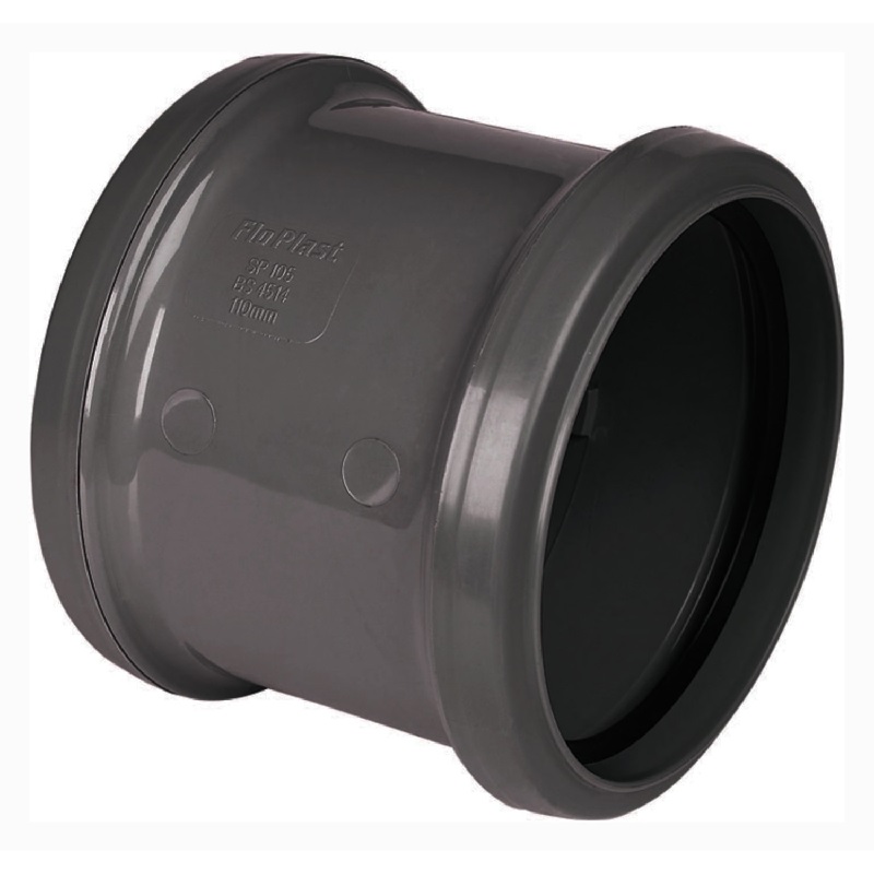 Floplast SP105AG 110mm/4 Inch Ring Seal Soil System - Coupling Double Socket - Anthracite Grey