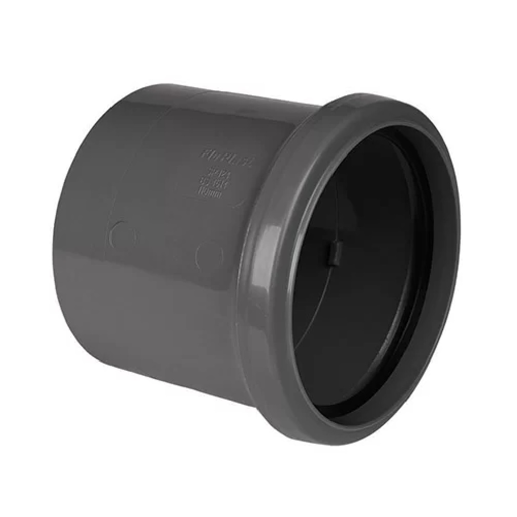 Floplast SP124AG 110mm/4 Inch Ring Seal Soil System - Coupling Single Socket - Anthracite Grey