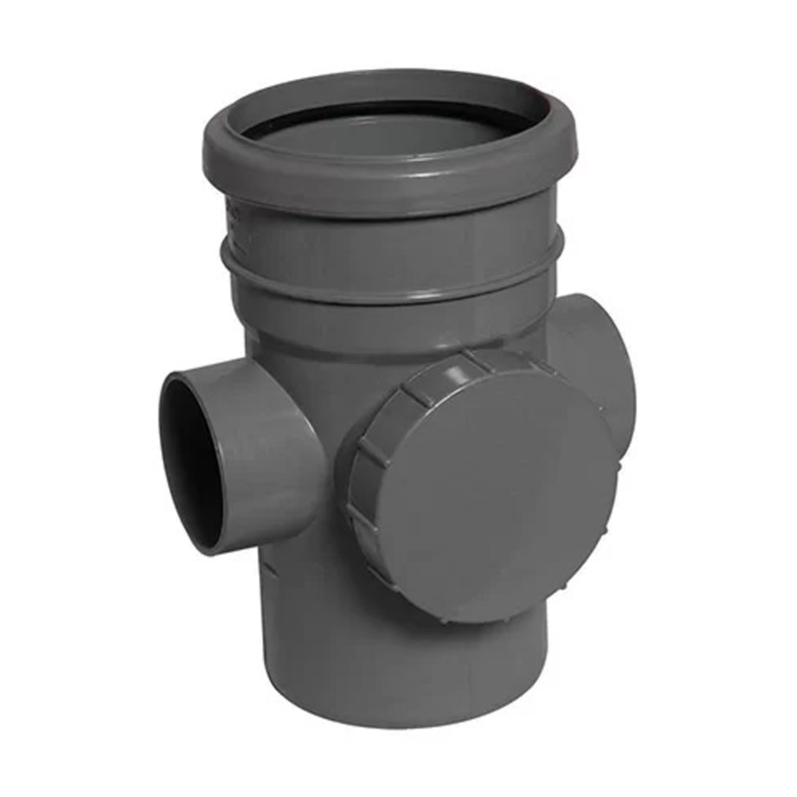 Floplast SP274AG 110mm/4 Inch Ring Seal Soil System - Access Pipe Single Socket - Anthracite Grey