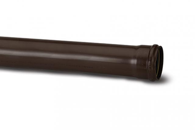 Polypipe 110mm / 4in Ring Seal Soil System - Single Socket Pipe 3 Metre - Brown