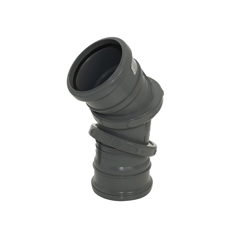 Floplast SP560AG 110mm/4 Inch Ring Seal Soil System - 0-90 Degree Adj Bend Double Socket - Anthracite Grey