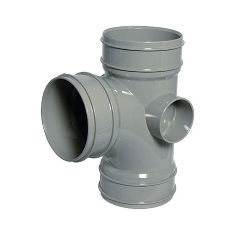 Floplast SS191OG 110mm/4 Inch Solvent Weld Soil System - 92.5 Degree Triple Socket Branch - Olive Grey