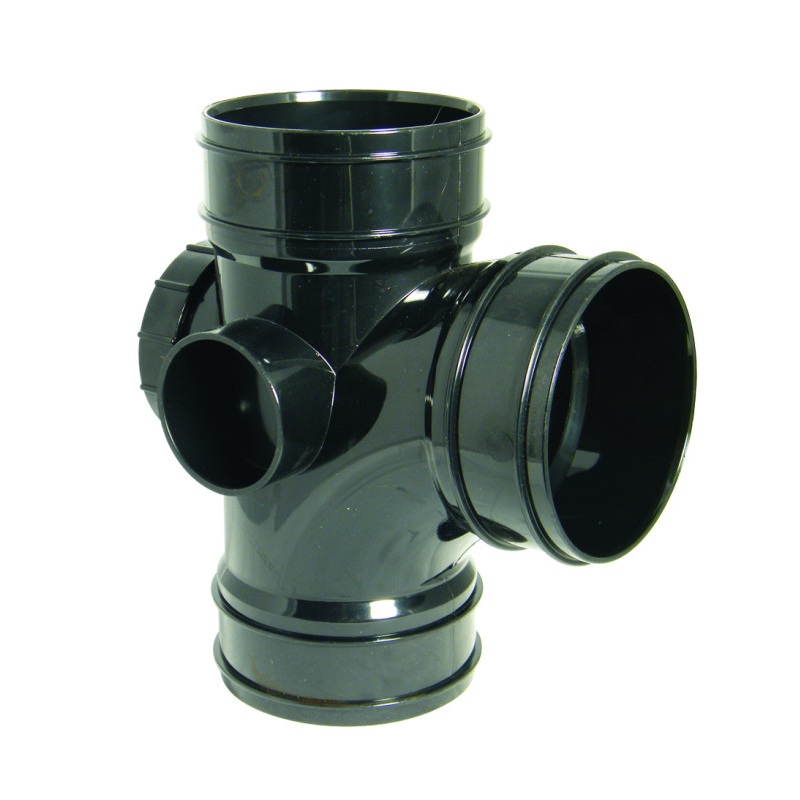 Floplast SS503B 110mm/4 Inch Solvent Weld Soil System - 92.5 Degree Access Branch - Black