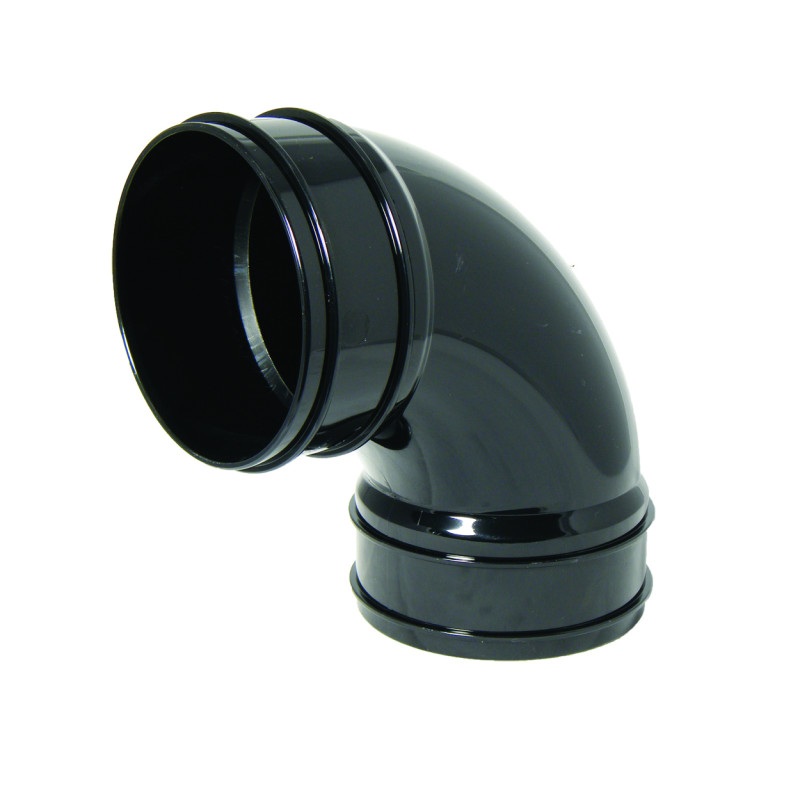 Floplast SS561B 110mm/4 Inch Solvent Weld Soil System - 92.5 Degree Double Socket Bend - Black