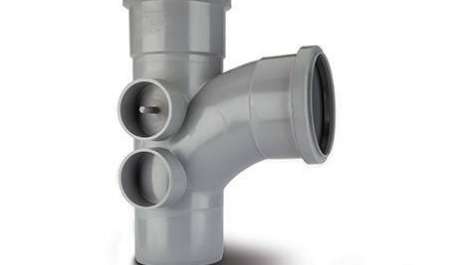 Polypipe 110mm / 4in Ring Seal Soil System - 92.5 Degree Branch Double Socket (4 Boss) - Grey