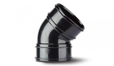 Polypipe 82mm / 3in Soil 135 Degree Bend Double Solvent Socket Black