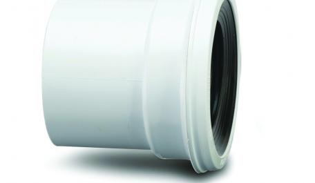 Polypipe Pan Connector 110mm / 4in Straight Spigot White