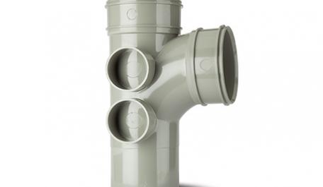 Polypipe 110mm / 4in Soil 92.5 Degree Double Socket Branch Grey