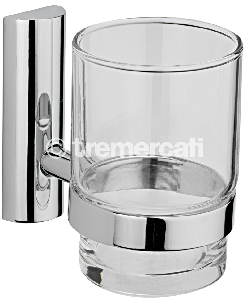 Tre Mercati Twiggy Wall Mounted Glass and Holder - Chrome Plated