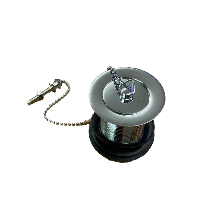 Tre Mercati 1.1/4in BSP Brass Basin Waste (Unslotted) With Solid Plug & Ball Chain - Chrome Platted