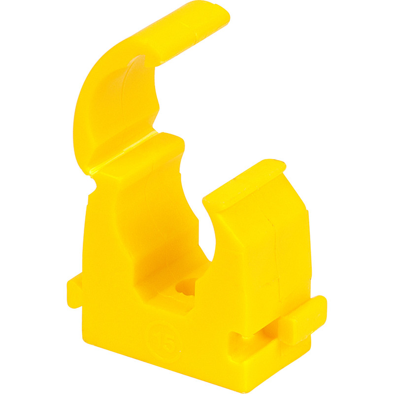 Talon Single Hinged Interlocking Pipe Clip 15mm - Yellow (Gas)
