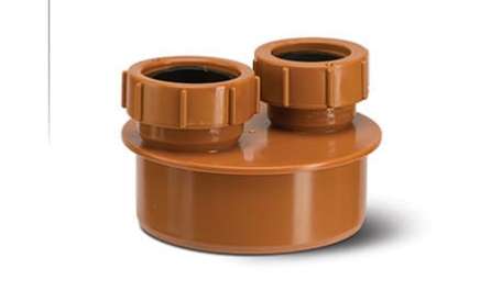 Polypipe 110mm / 4in Underground Waste Pipe Adaptor 32mm and 40mm Double