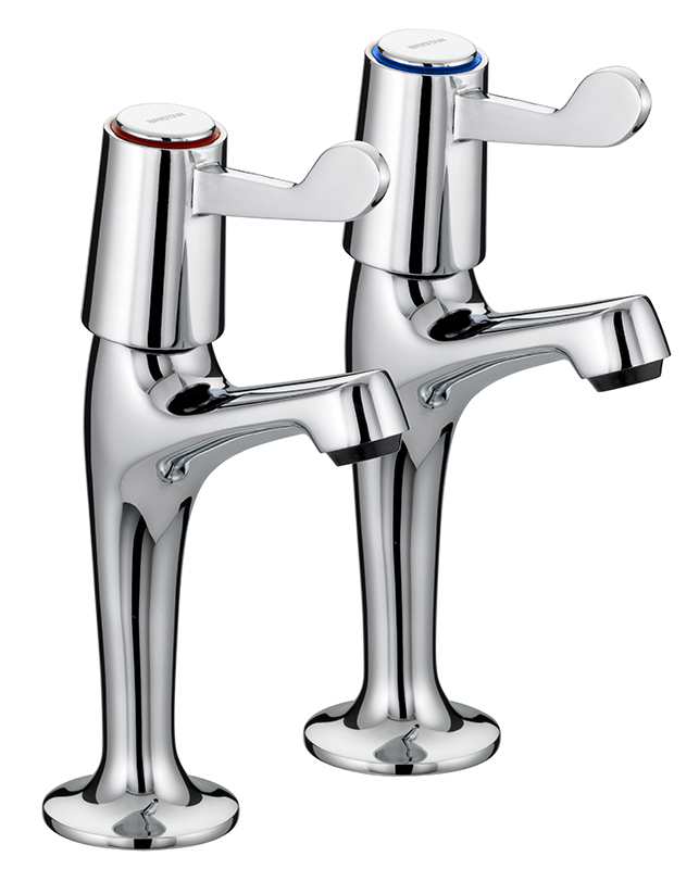Bristan Lever High Neck Pillar Taps With 3in (76mm) Lever Chrome