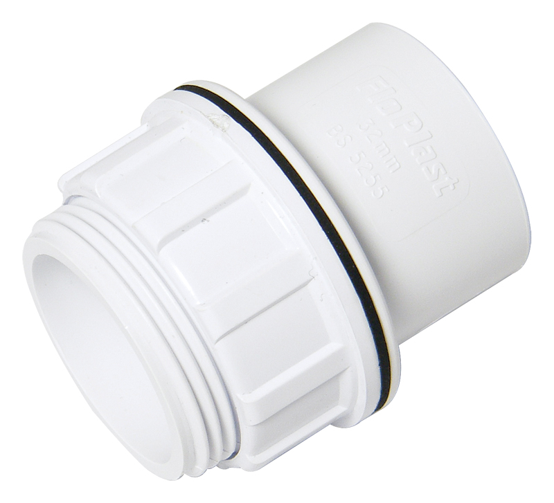 Floplast WS61WH 40mm (43mm) ABS Solvent Weld Waste System Tank Connector - White