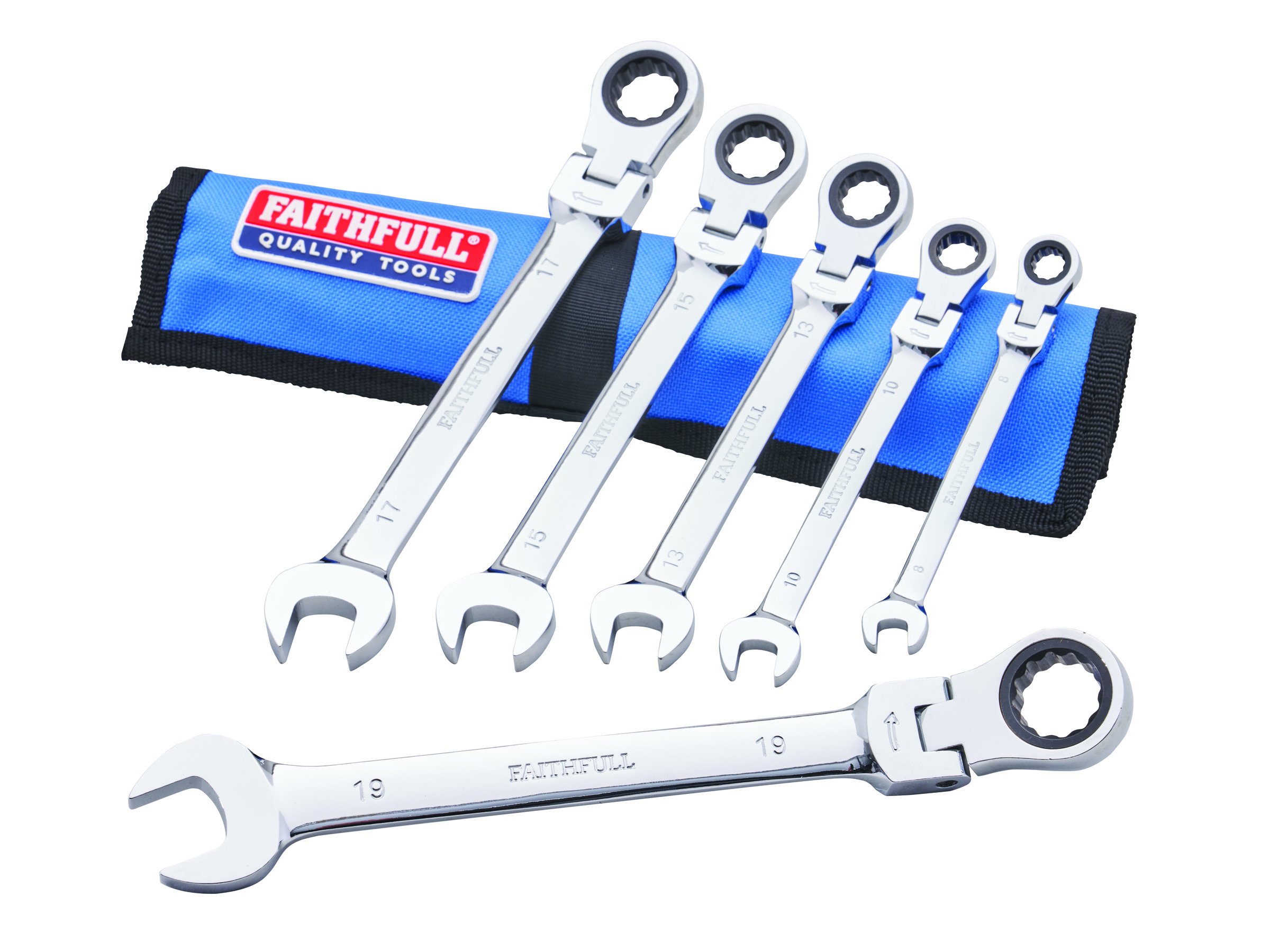 Faithfull FAISPARAT6SR / XMS25SPANNER 6pc Ratchet Combi Flexi Spanner Set