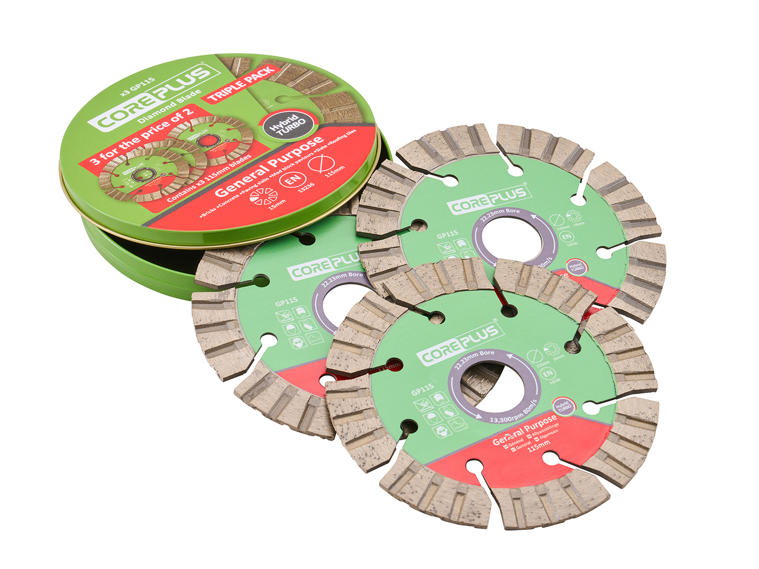 XMS Coreplus 115mm Diamond Cutting Blades (3 Pack) XMS26DB115