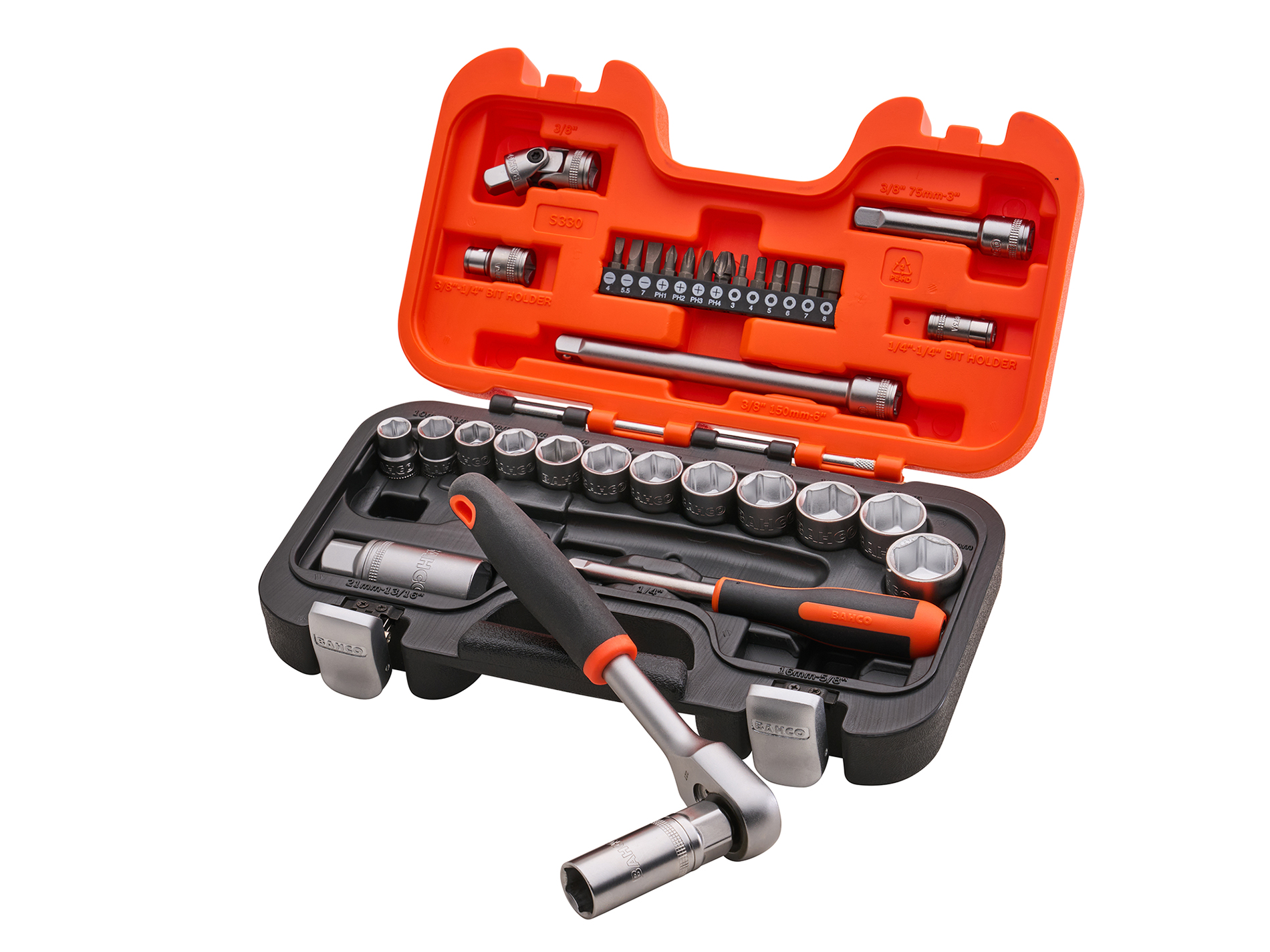 XMS Bahco 1/4in & 3/8in Drive Socket Set (34 Piece) XMS26S330
